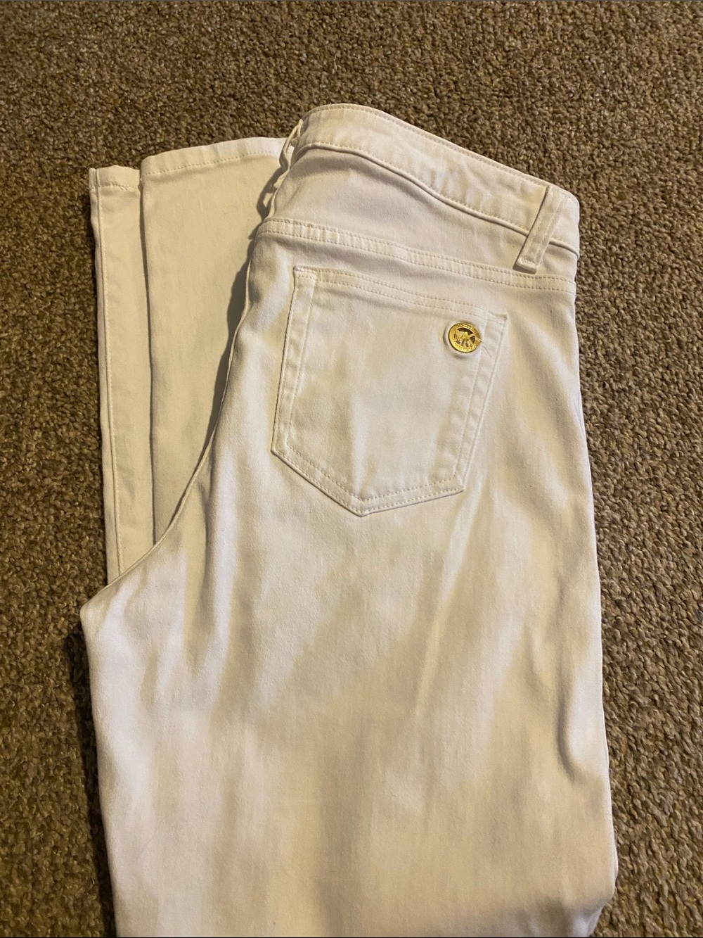 Michael Kors White Jeans with Gold Hardware